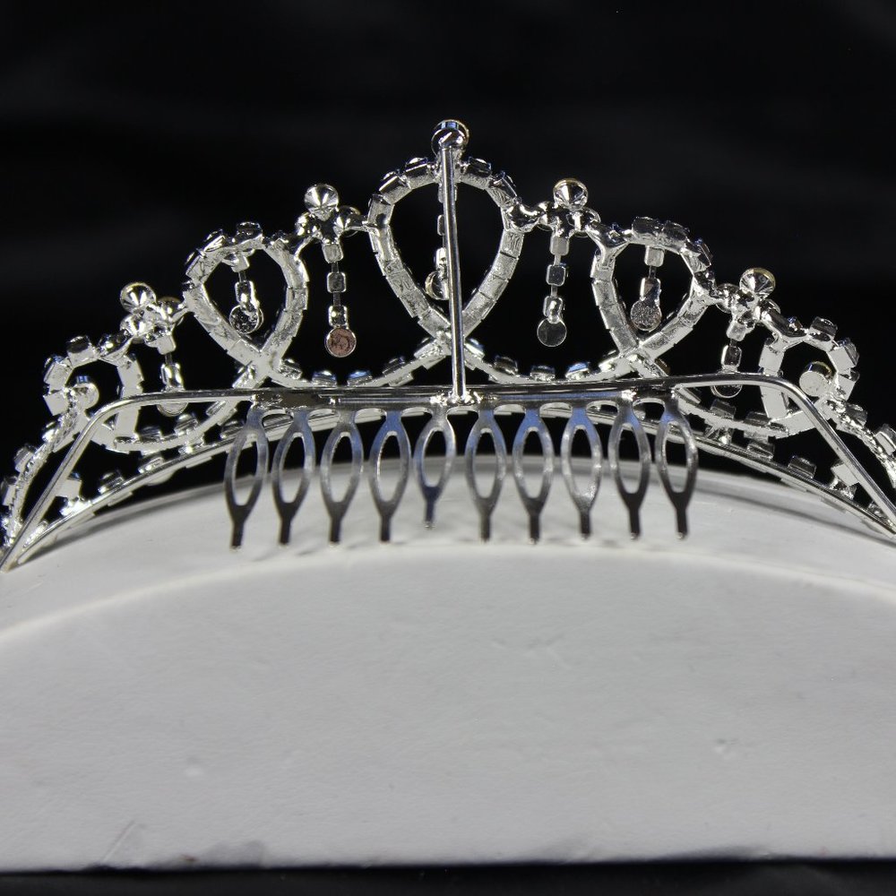 Silver and Crystal Medium Size Tiara Crown-TIA17 - Picture 3 of 4